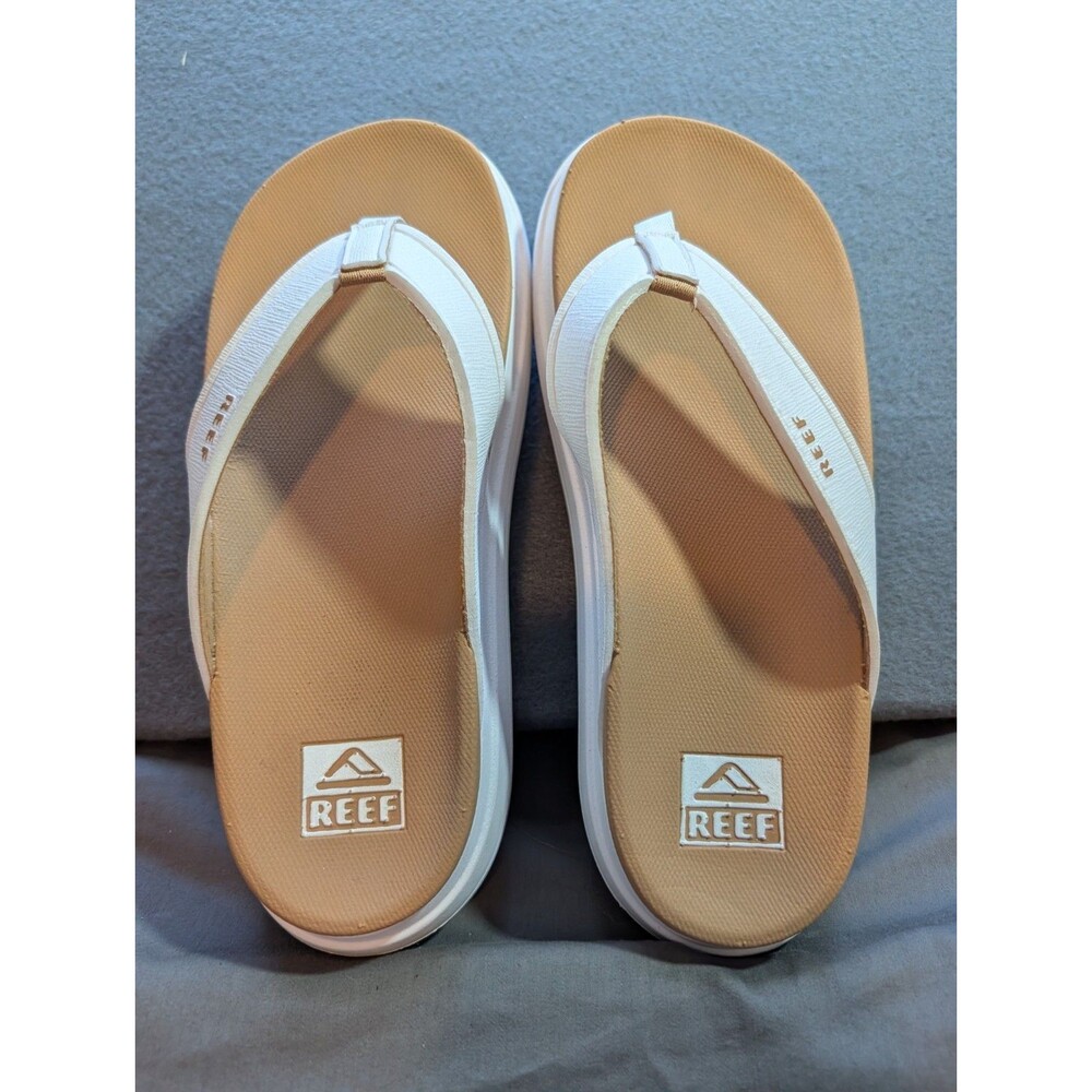 Reef Cushion Bondi Women's Size 8 White Tan Platform Flip Flop Sandals